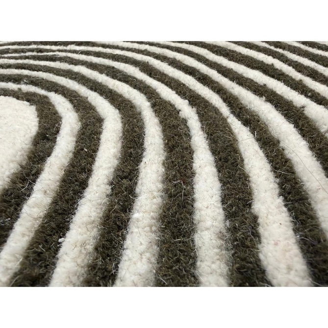 Matrix MAX86 Arches Modern Geometric Hand-Woven High-Density Soft Textured Shimmer Wool & Viscose Blend Soft Ivory/Deep Forest Green Rug