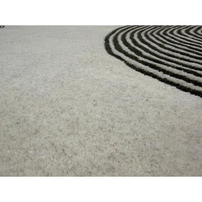 Matrix MAX86 Arches Modern Geometric Hand-Woven High-Density Soft Textured Shimmer Wool & Viscose Blend Soft Ivory/Deep Forest Green Rug