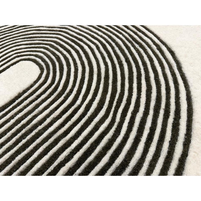 Matrix MAX86 Arches Modern Geometric Hand-Woven High-Density Soft Textured Shimmer Wool & Viscose Blend Soft Ivory/Deep Forest Green Rug