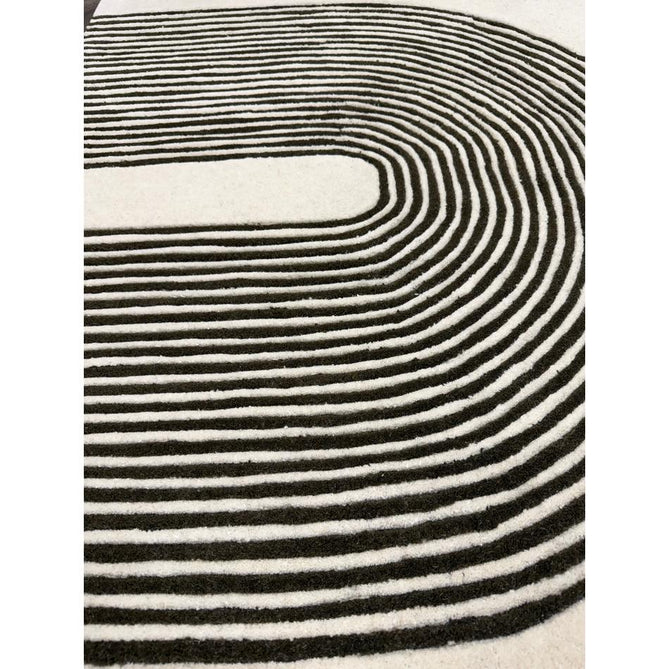 Matrix MAX86 Arches Modern Geometric Hand-Woven High-Density Soft Textured Shimmer Wool & Viscose Blend Soft Ivory/Deep Forest Green Rug