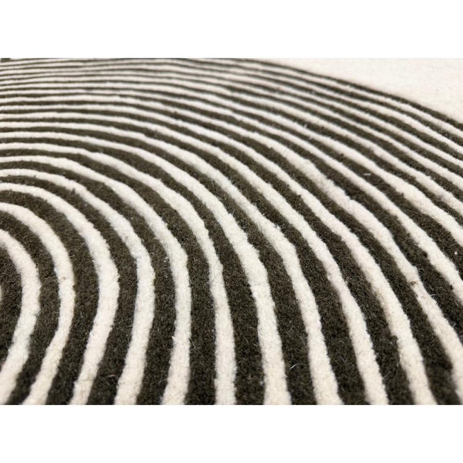 Matrix MAX86 Arches Modern Geometric Hand-Woven High-Density Soft Textured Shimmer Wool & Viscose Blend Soft Ivory/Deep Forest Green Rug