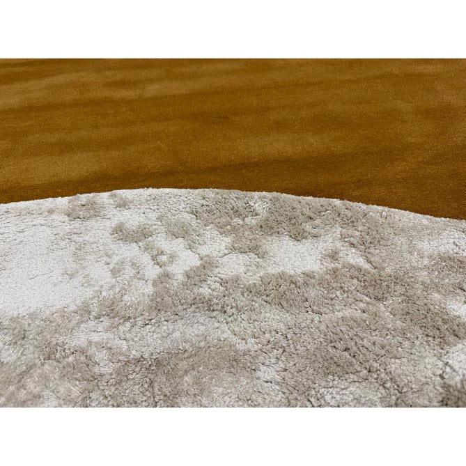 Matrix MAX104 Signature Modern Abstract Hand-Woven High-Density Soft Textured Shimmer Wool & Viscose Blend Burnt Ochre/Off White/Champagne Beige/Deep Charcoal Rug