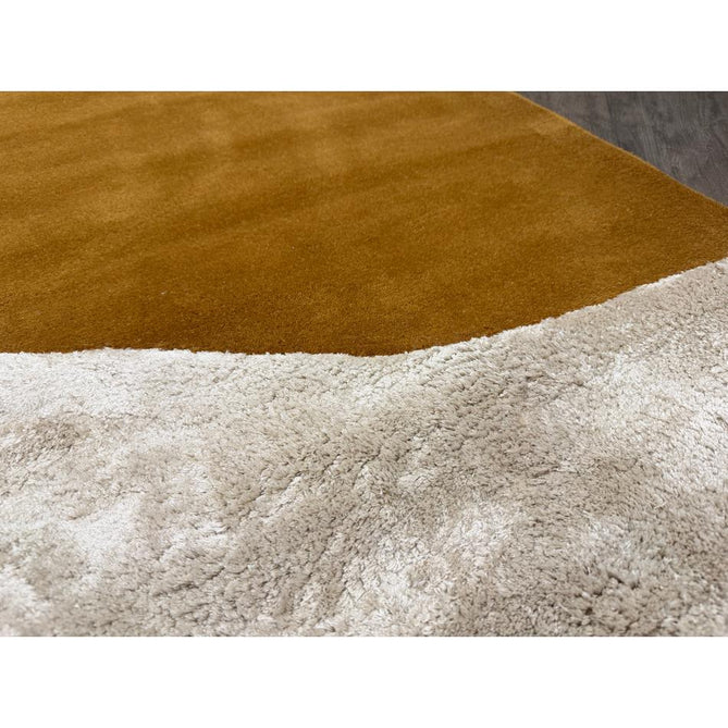 Matrix MAX104 Signature Modern Abstract Hand-Woven High-Density Soft Textured Shimmer Wool & Viscose Blend Burnt Ochre/Off White/Champagne Beige/Deep Charcoal Rug