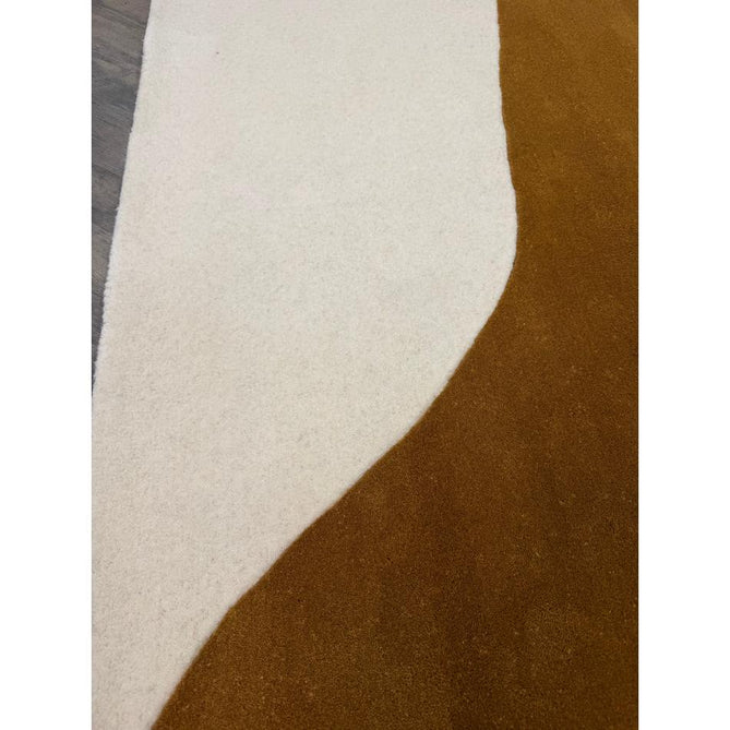 Matrix MAX104 Signature Modern Abstract Hand-Woven High-Density Soft Textured Shimmer Wool & Viscose Blend Burnt Ochre/Off White/Champagne Beige/Deep Charcoal Rug