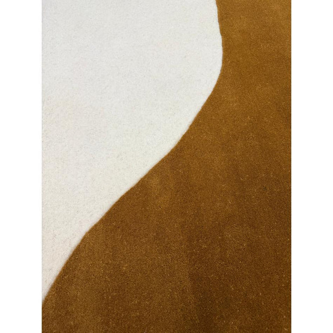 Matrix MAX104 Signature Modern Abstract Hand-Woven High-Density Soft Textured Shimmer Wool & Viscose Blend Burnt Ochre/Off White/Champagne Beige/Deep Charcoal Rug