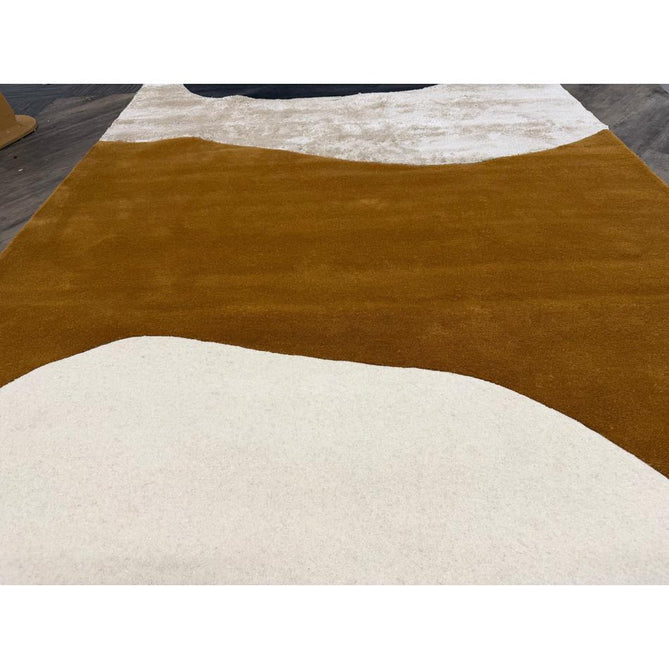 Matrix MAX104 Signature Modern Abstract Hand-Woven High-Density Soft Textured Shimmer Wool & Viscose Blend Burnt Ochre/Off White/Champagne Beige/Deep Charcoal Rug