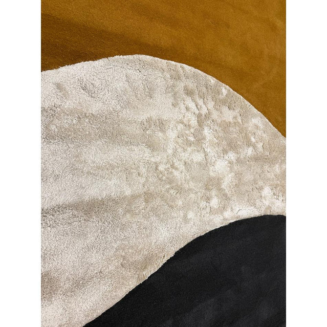 Matrix MAX104 Signature Modern Abstract Hand-Woven High-Density Soft Textured Shimmer Wool & Viscose Blend Burnt Ochre/Off White/Champagne Beige/Deep Charcoal Rug