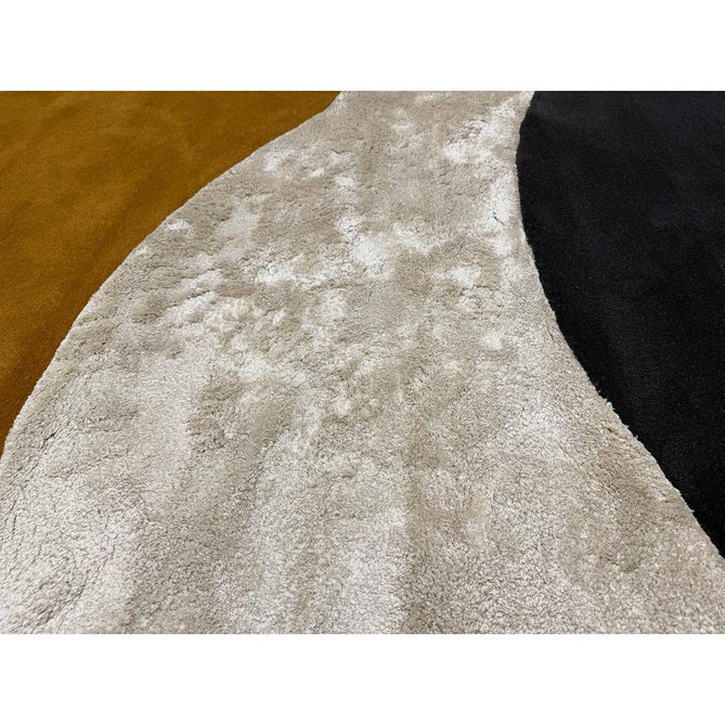 Matrix MAX104 Signature Modern Abstract Hand-Woven High-Density Soft Textured Shimmer Wool & Viscose Blend Burnt Ochre/Off White/Champagne Beige/Deep Charcoal Rug