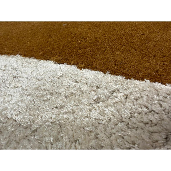 Matrix MAX104 Signature Modern Abstract Hand-Woven High-Density Soft Textured Shimmer Wool & Viscose Blend Burnt Ochre/Off White/Champagne Beige/Deep Charcoal Rug