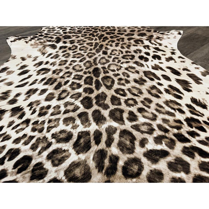 Faux Leopard Print Animal Skin Lightweight Printed Polyester Flatweave Ivory/Beige/Taupe Brown Rug