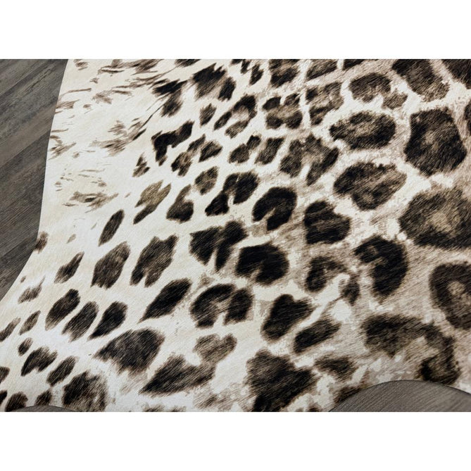 Faux Leopard Print Animal Skin Lightweight Printed Polyester Flatweave Ivory/Beige/Taupe Brown Rug