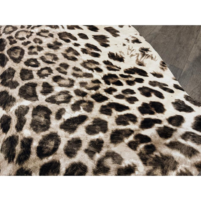 Faux Leopard Print Animal Skin Lightweight Printed Polyester Flatweave Ivory/Beige/Taupe Brown Rug