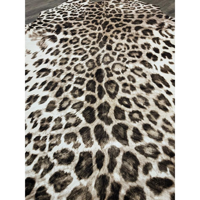 Faux Leopard Print Animal Skin Lightweight Printed Polyester Flatweave Ivory/Beige/Taupe Brown Rug