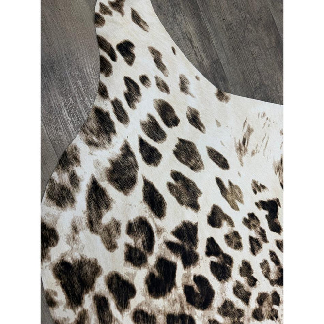 Faux Leopard Print Animal Skin Lightweight Printed Polyester Flatweave Ivory/Beige/Taupe Brown Rug