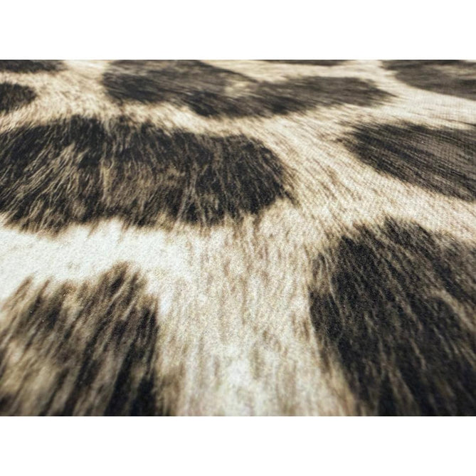 Faux Leopard Print Animal Skin Lightweight Printed Polyester Flatweave Ivory/Beige/Taupe Brown Rug