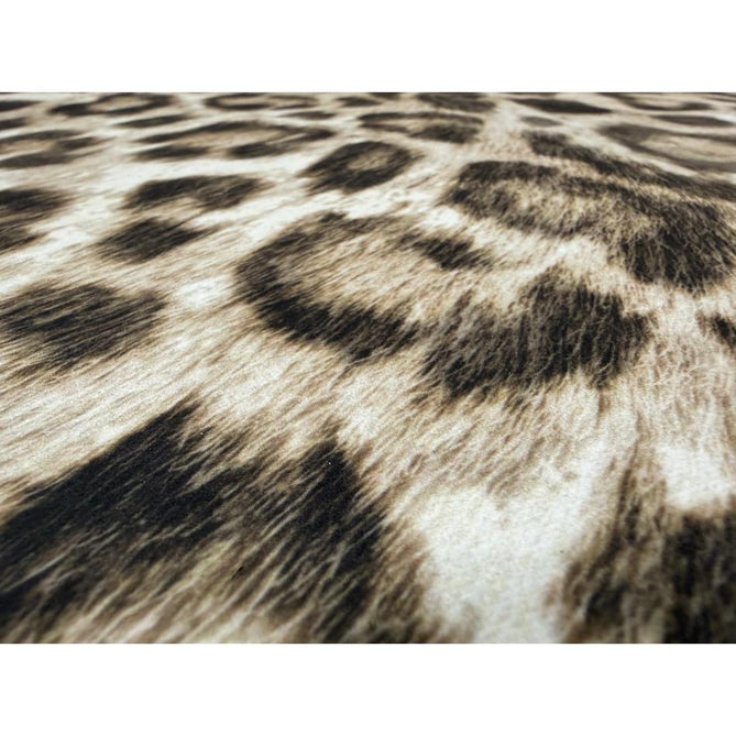 Faux Leopard Print Animal Skin Lightweight Printed Polyester Flatweave Ivory/Beige/Taupe Brown Rug