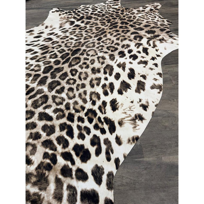 Faux Leopard Print Animal Skin Lightweight Printed Polyester Flatweave Ivory/Beige/Taupe Brown Rug
