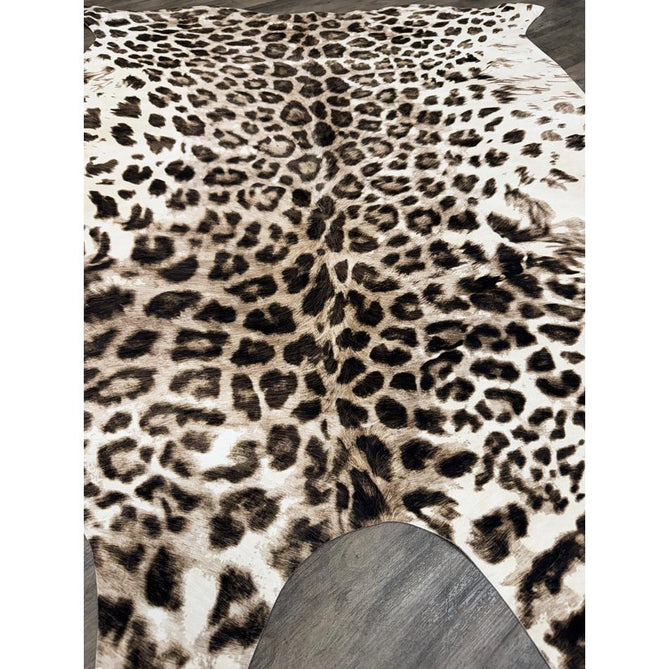 Faux Leopard Print Animal Skin Lightweight Printed Polyester Flatweave Ivory/Beige/Taupe Brown Rug