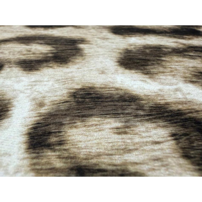 Faux Leopard Print Animal Skin Lightweight Printed Polyester Flatweave Ivory/Beige/Taupe Brown Rug