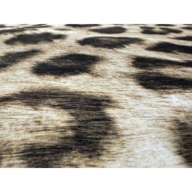 Faux Leopard Print Animal Skin Lightweight Printed Polyester Flatweave Ivory/Beige/Taupe Brown Rug
