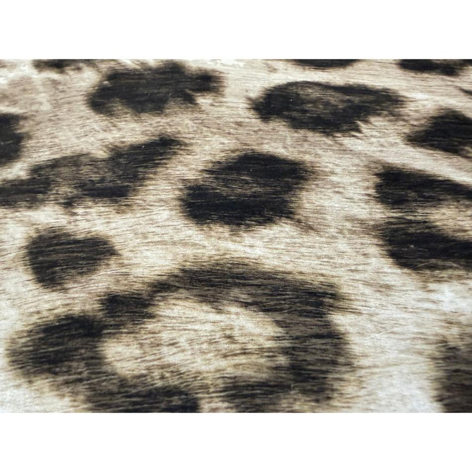 Faux Leopard Print Animal Skin Lightweight Printed Polyester Flatweave Ivory/Beige/Taupe Brown Rug