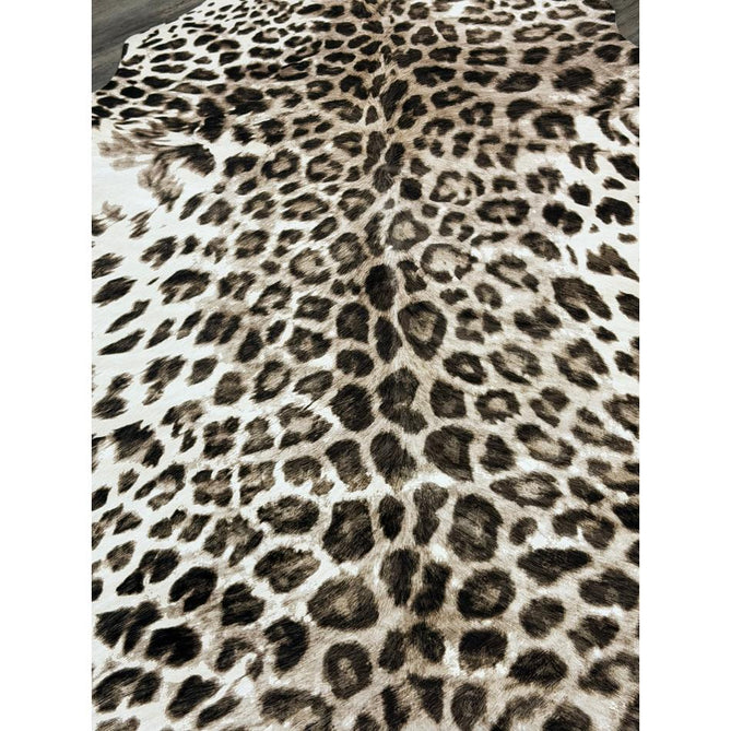 Faux Leopard Print Animal Skin Lightweight Printed Polyester Flatweave Ivory/Beige/Taupe Brown Rug