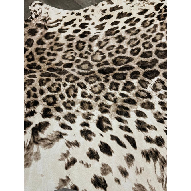 Faux Leopard Print Animal Skin Lightweight Printed Polyester Flatweave Ivory/Beige/Taupe Brown Rug