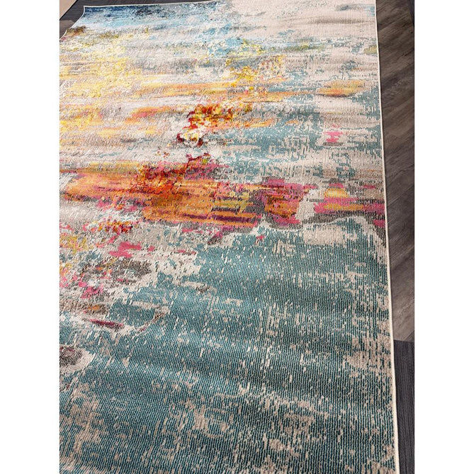 Celestial CES02 Modern Abstract Ribbed Texture Durable Low Profile Short Pile Sealife Rug