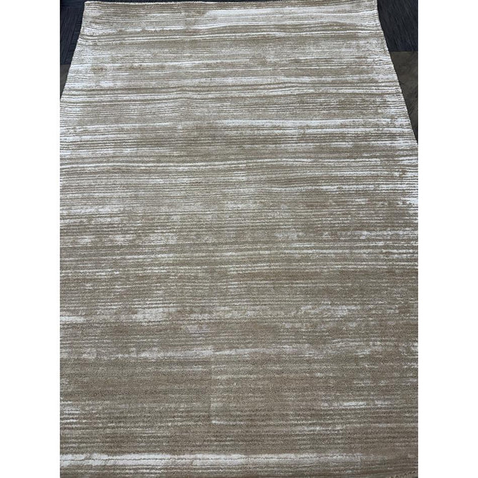 Henley Modern Plain Subtle Irregular Lines Metallic Shimmer Hand-Woven Textured Hi-Low Loop Pile Wool&Viscose Blend Sand Rug