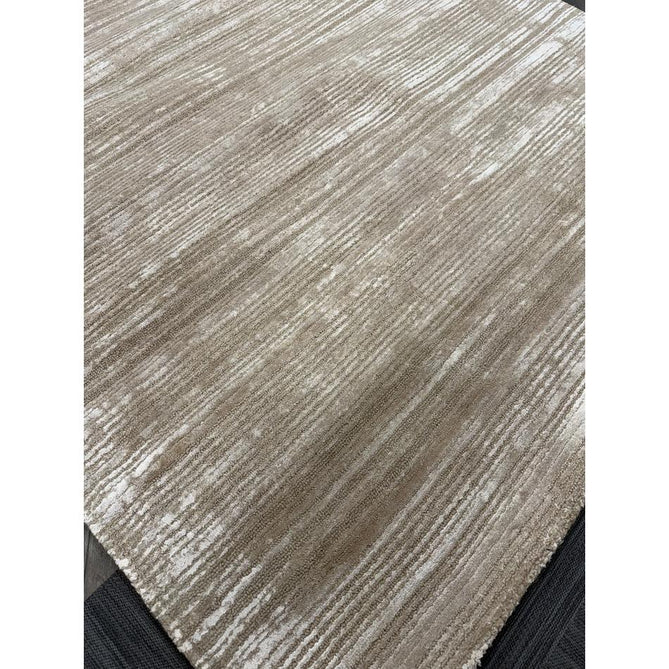 Henley Modern Plain Subtle Irregular Lines Metallic Shimmer Hand-Woven Textured Hi-Low Loop Pile Wool&Viscose Blend Sand Rug