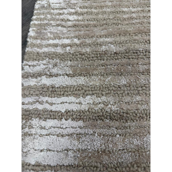 Henley Modern Plain Subtle Irregular Lines Metallic Shimmer Hand-Woven Textured Hi-Low Loop Pile Wool&Viscose Blend Sand Rug
