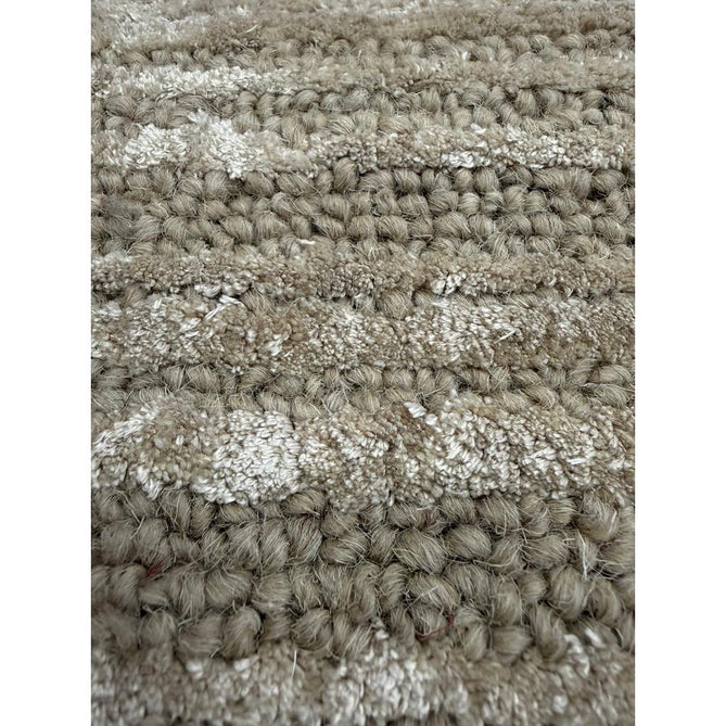 Henley Modern Plain Subtle Irregular Lines Metallic Shimmer Hand-Woven Textured Hi-Low Loop Pile Wool&Viscose Blend Sand Rug