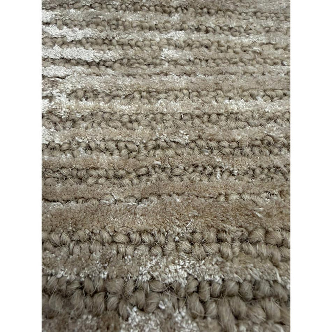 Henley Modern Plain Subtle Irregular Lines Metallic Shimmer Hand-Woven Textured Hi-Low Loop Pile Wool&Viscose Blend Sand Rug