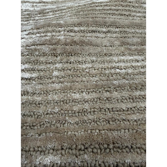 Henley Modern Plain Subtle Irregular Lines Metallic Shimmer Hand-Woven Textured Hi-Low Loop Pile Wool&Viscose Blend Sand Rug