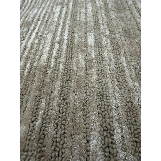 Henley Modern Plain Subtle Irregular Lines Metallic Shimmer Hand-Woven Textured Hi-Low Loop Pile Wool&Viscose Blend Sand Rug