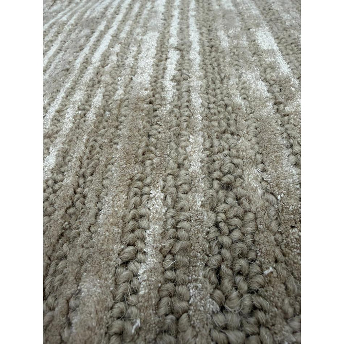 Henley Modern Plain Subtle Irregular Lines Metallic Shimmer Hand-Woven Textured Hi-Low Loop Pile Wool&Viscose Blend Sand Rug