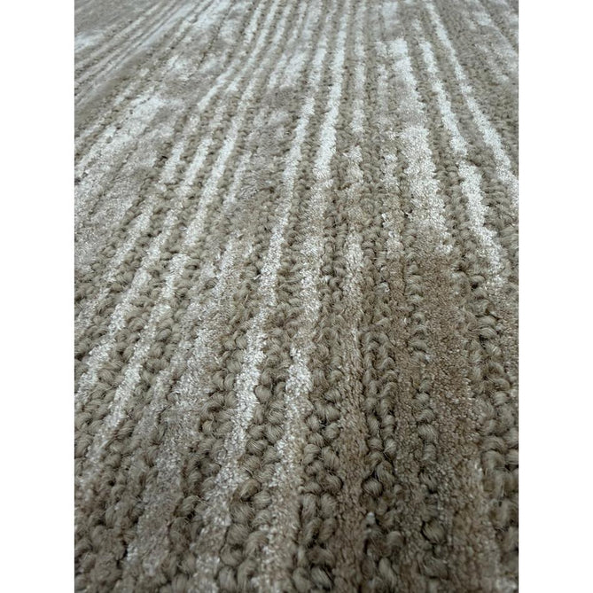Henley Modern Plain Subtle Irregular Lines Metallic Shimmer Hand-Woven Textured Hi-Low Loop Pile Wool&Viscose Blend Sand Rug