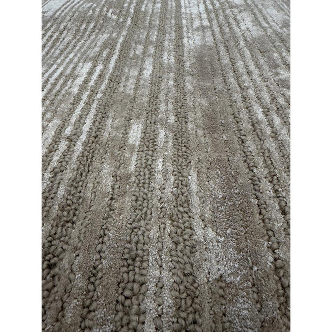 Henley Modern Plain Subtle Irregular Lines Metallic Shimmer Hand-Woven Textured Hi-Low Loop Pile Wool&Viscose Blend Sand Rug