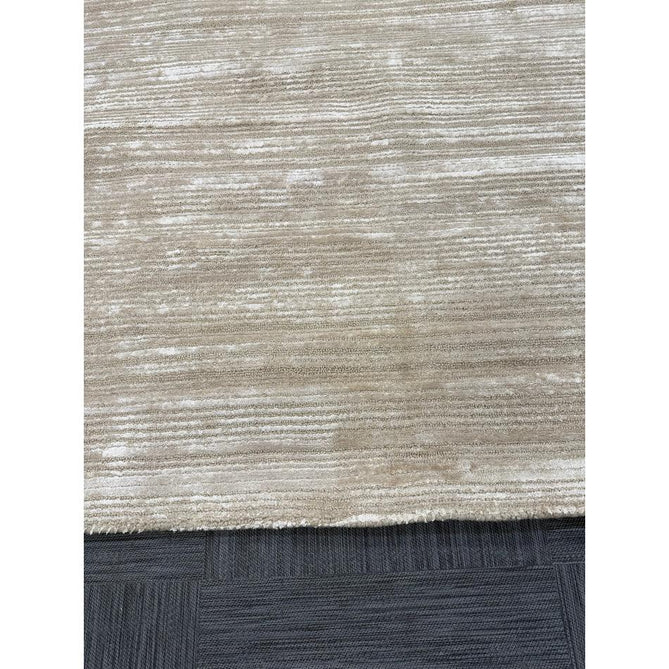 Henley Modern Plain Subtle Irregular Lines Metallic Shimmer Hand-Woven Textured Hi-Low Loop Pile Wool&Viscose Blend Sand Rug