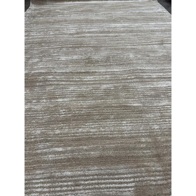 Henley Modern Plain Subtle Irregular Lines Metallic Shimmer Hand-Woven Textured Hi-Low Loop Pile Wool&Viscose Blend Sand Rug