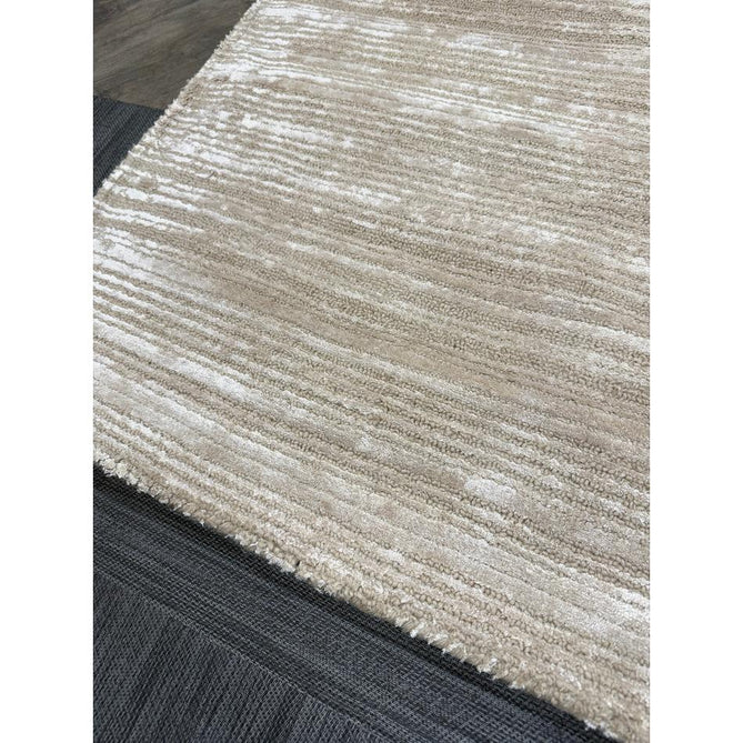 Henley Modern Plain Subtle Irregular Lines Metallic Shimmer Hand-Woven Textured Hi-Low Loop Pile Wool&Viscose Blend Sand Rug
