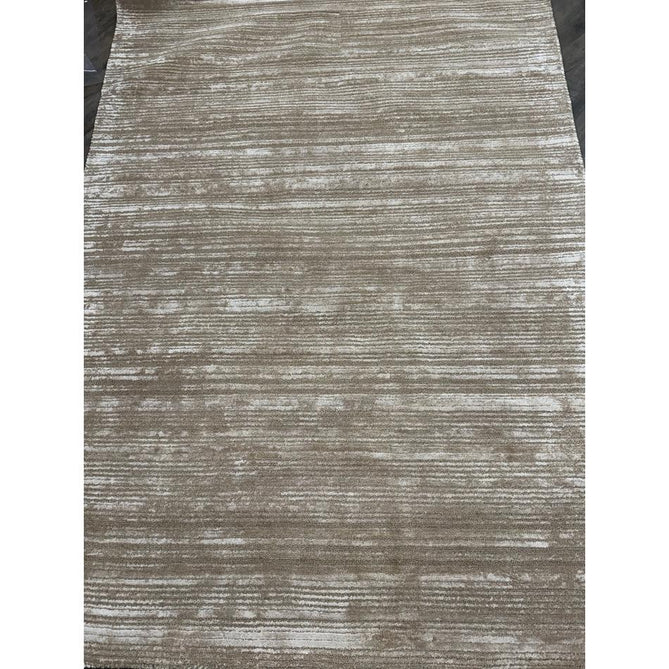 Henley Modern Plain Subtle Irregular Lines Metallic Shimmer Hand-Woven Textured Hi-Low Loop Pile Wool&Viscose Blend Sand Rug