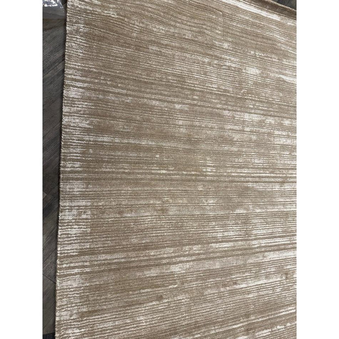 Henley Modern Plain Subtle Irregular Lines Metallic Shimmer Hand-Woven Textured Hi-Low Loop Pile Wool&Viscose Blend Sand Rug