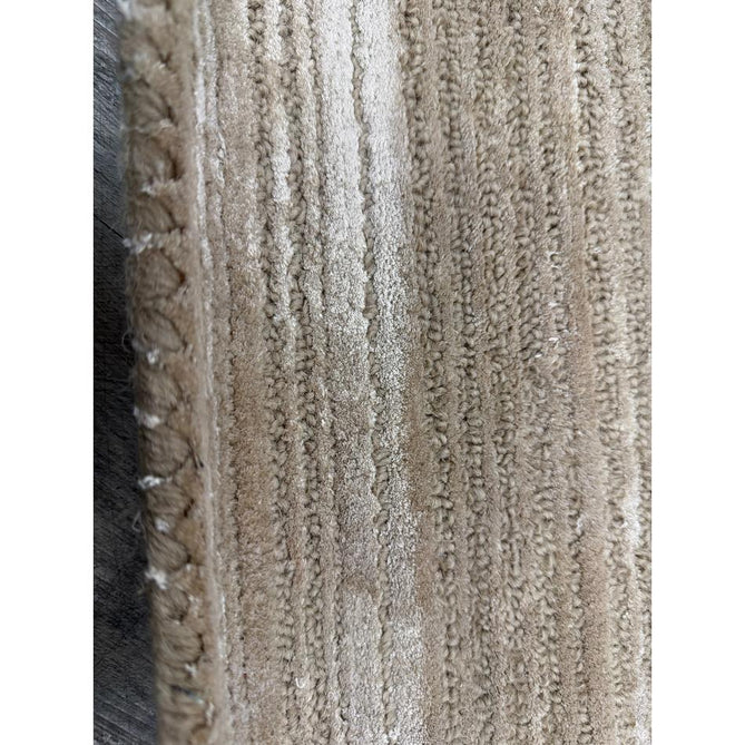 Henley Modern Plain Subtle Irregular Lines Metallic Shimmer Hand-Woven Textured Hi-Low Loop Pile Wool&Viscose Blend Sand Rug