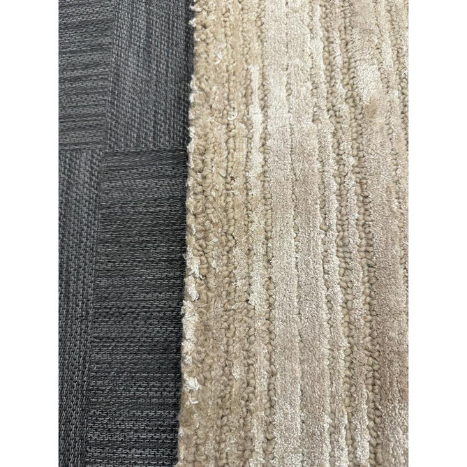Henley Modern Plain Subtle Irregular Lines Metallic Shimmer Hand-Woven Textured Hi-Low Loop Pile Wool&Viscose Blend Sand Rug