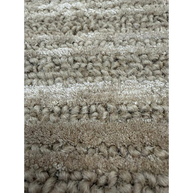 Henley Modern Plain Subtle Irregular Lines Metallic Shimmer Hand-Woven Textured Hi-Low Loop Pile Wool&Viscose Blend Sand Rug