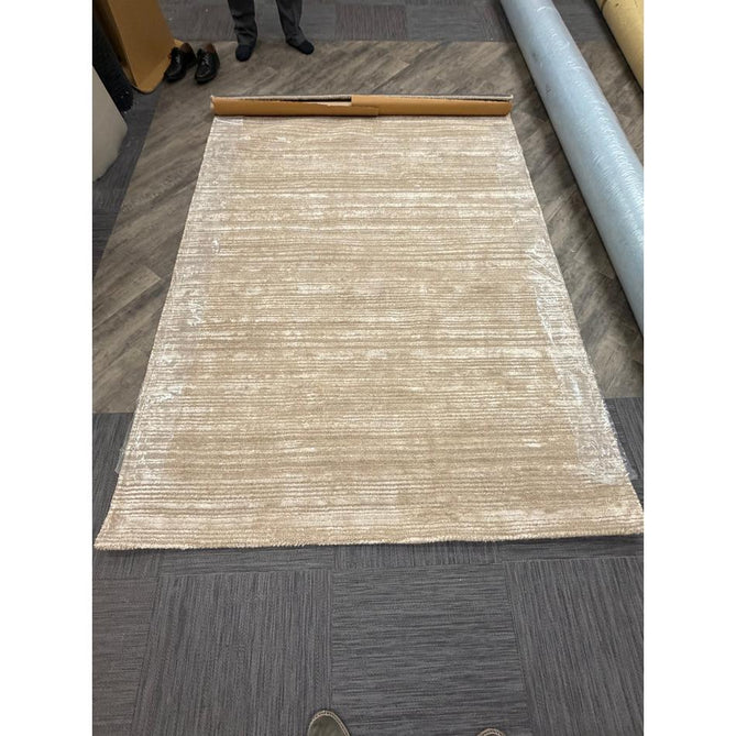 Henley Modern Plain Subtle Irregular Lines Metallic Shimmer Hand-Woven Textured Hi-Low Loop Pile Wool&Viscose Blend Sand Rug