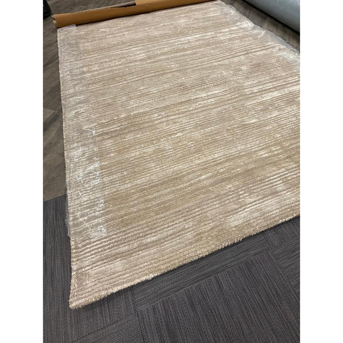 Henley Modern Plain Subtle Irregular Lines Metallic Shimmer Hand-Woven Textured Hi-Low Loop Pile Wool&Viscose Blend Sand Rug