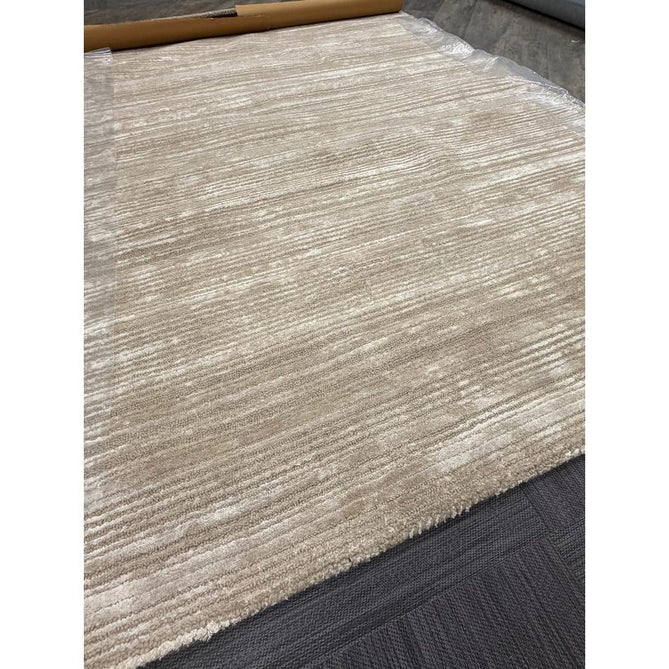 Henley Modern Plain Subtle Irregular Lines Metallic Shimmer Hand-Woven Textured Hi-Low Loop Pile Wool&Viscose Blend Sand Rug