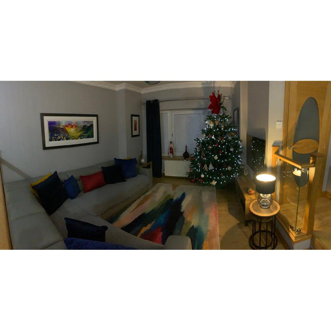 Vision Pigment Modern Abstract Hand-Woven Printed Wool Low Profile Short Pile Multicolour Rug